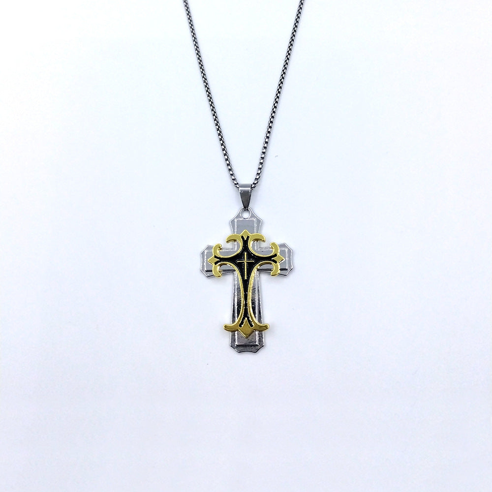 Wholesale Oil Dripping Mechanical Sense Metal Cross Alloy Retro Necklace